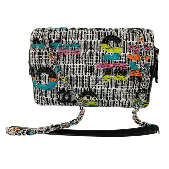 Chanel Black / White Multi 2015 Easy Fantasy Tweed Flap Shoulder Bag - Picture 3 of 16